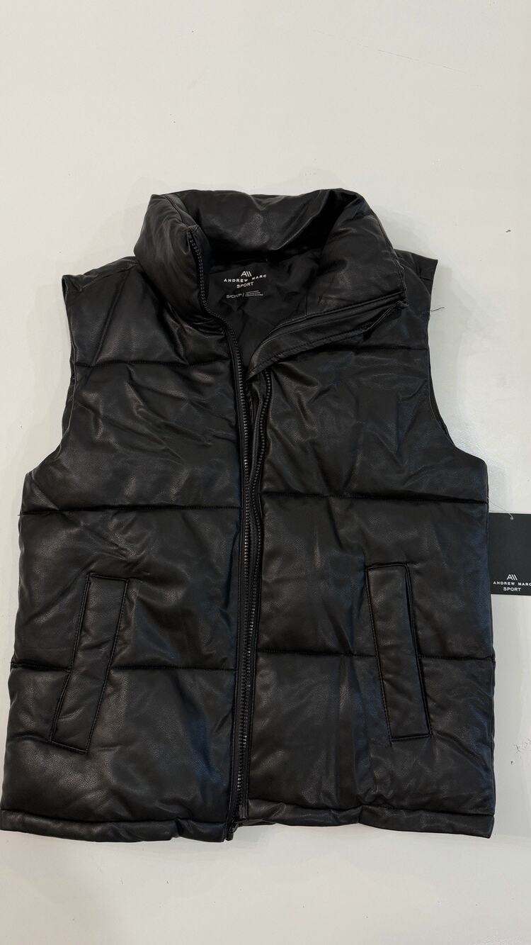 Marc York Andrew Marc Faux Down Quilted Puffer Vest Jacket Black Size S NWT